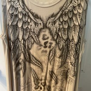 NWOT beige flowy tunic w/shiny studs